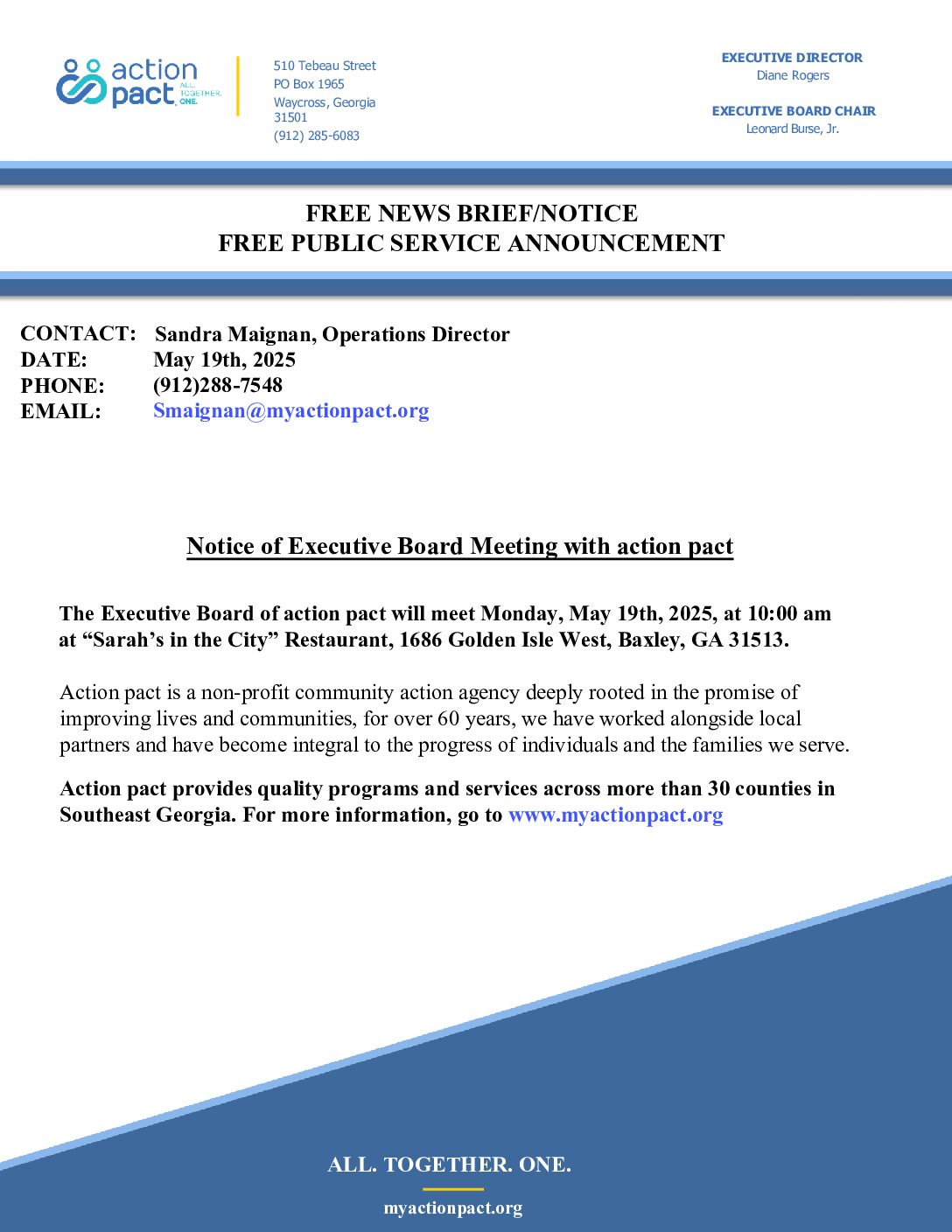 FREE PUBLIC SERVICE ANNOUNCEMENT – May 2025